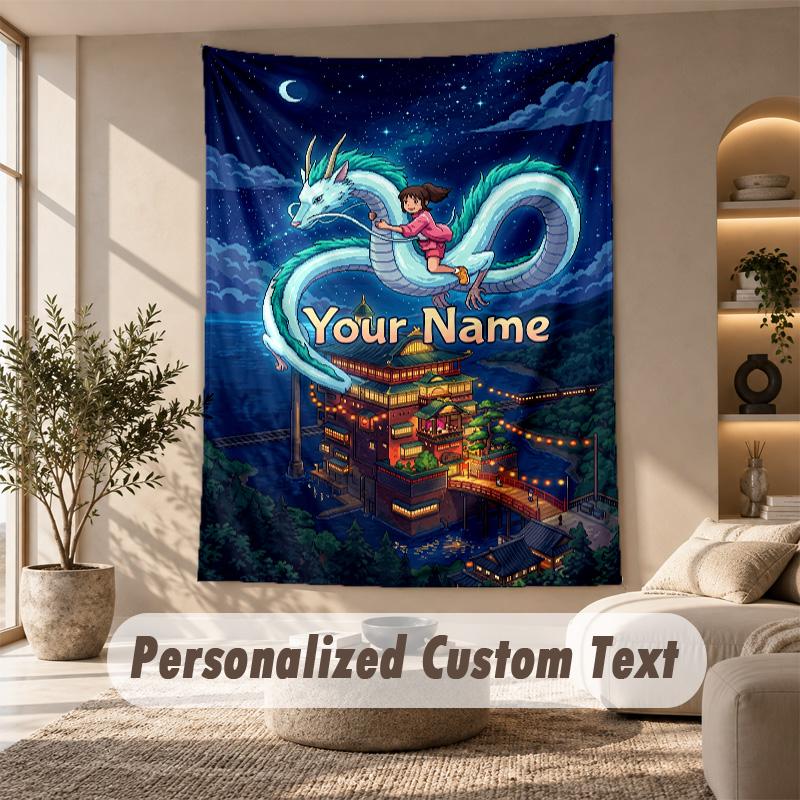 Tapestry Custom Name Text, Wall Hanging Tapestry Home Room DecorSpirited Away