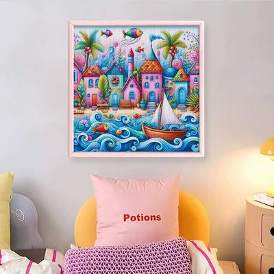House Printed Cross Stitch Kit 40x40cm DIY 14CT Embroidery Craft Set Home Decor