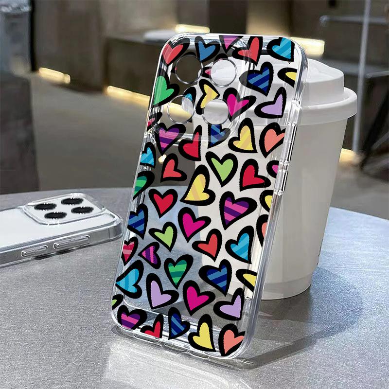 Oil Painting Love Hearts Pattern Case For Xiaomi Redmi Note 15 Pro 4G Funda Redmi Note 14 13 Pro 5G Clear Silicone Soft Cover
