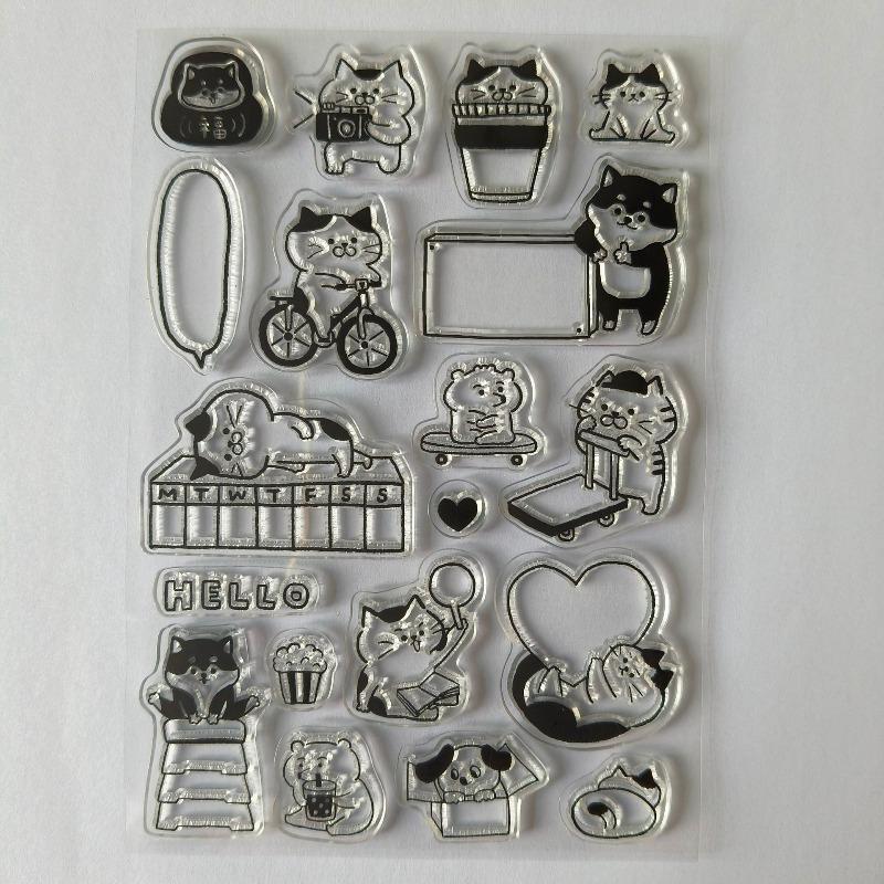 Cartoon Cat 15 Transparent Silicone Stamp In Stock DIY Finished Seal for Scrapbook Journal Diary Planner Decorative Hand Account