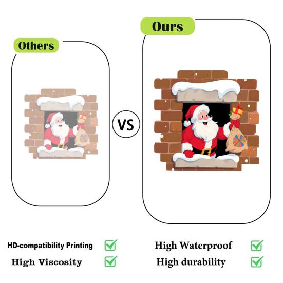 Santa Claus Breaking Wall Christmas Stickers Removable PVC Decals Funny Santa with Gift Bag Breaking Through Wall Art for Bedroom Backdrop Decor