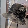 New women's fresh and versatile mesh sequin printed lace flower sun hat vacation travel sun protection