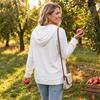 Damen Freizeit Locker Geschnittener Pullover Hoodie Langarm Farbe mit Taschen für Herbst Winter