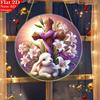 2D Flat Acrylic Flower Cross and Lamb Pattern, Indoor and Outdoor Decoration - No Battery/electricity Required, Free Day Decoration,