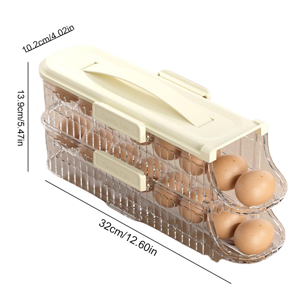 Fridge Egg Dispenser Space Saving Fridge Egg Rack 1/2/3 Layer Rolling Eggs Dispenser Organizer for Refrigerator Kitchen Cabinets