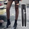 Asymmetry High Pantyhose Personality Vertical Line Tights Fashion Hottie Sexy Tights  Women