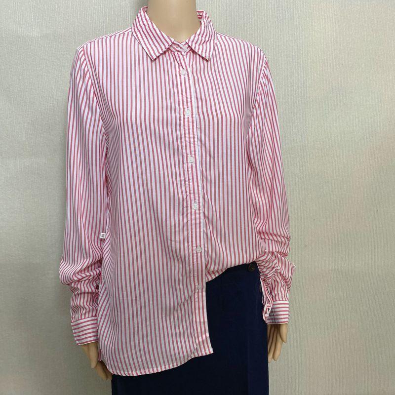Export Exported To Spain Original Order Leftover Stock Red and White Striped Long Sleeve Shirt Women Can Pull Up Stylish Spring & Fall On Both Sides
