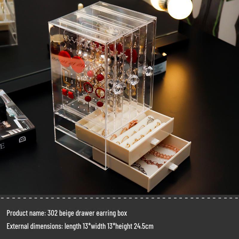 

Пылезащитная прозрачная подставка для ювелирных изделий - настольный ящик для хранения сережек и ожерелий
