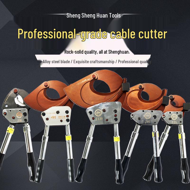 Steel Ratchet Cable Cutter Pliers for Copper, Aluminum, and Strand Cables (Models J40, J52, J75, J95, J130)