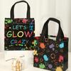 4pcs Glow Party Favor Bags Neon Glow Party Supplies No Woven Neon Birthday Party Gift Bags Goody Candy Bags Party Decoration