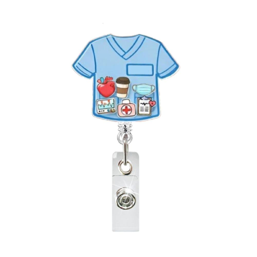 Nouveau Badge Rétractable en Acrylique de Dessin Animé pour Fournitures Médicales avec Clip Alligator Rotatif à 360° Porte-Nom