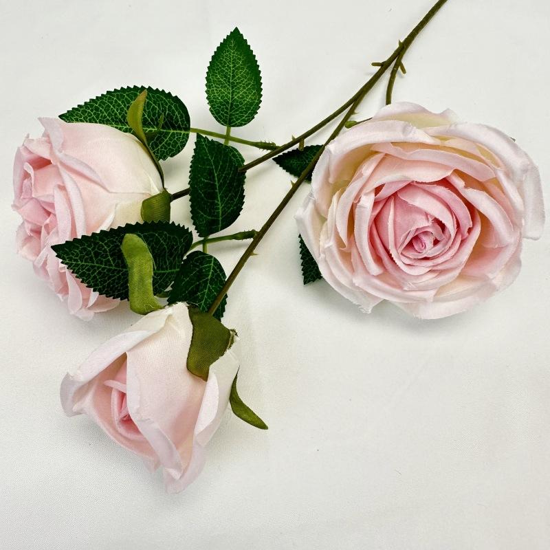 65cm 3 Heads Artificial Rose Flower Bouquet Realistic Silk Flowers Home Party Wedding Table Decor Autumn Floral Decoration