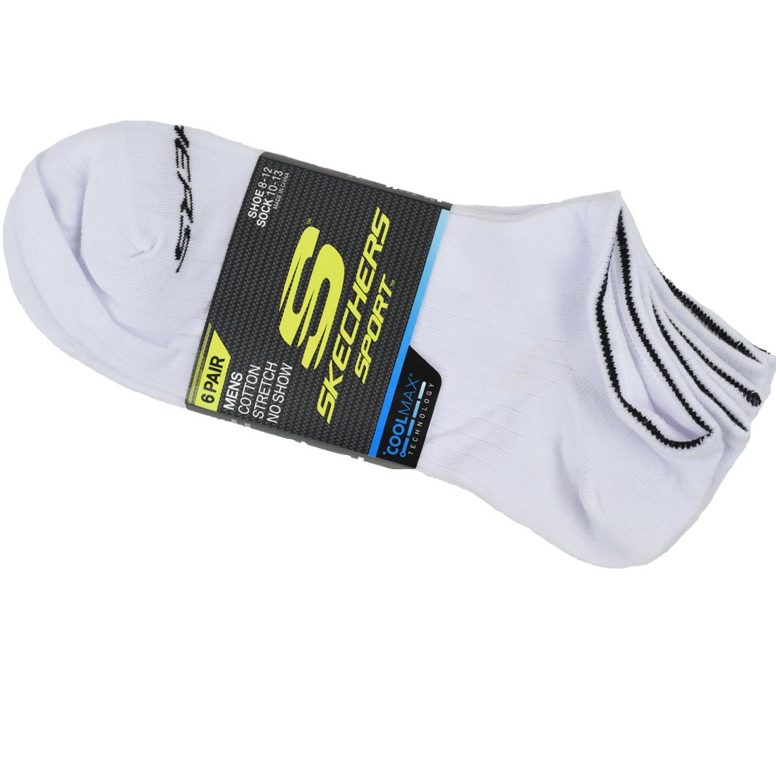 Skechers 6pk Terry No Show S115055-WHT, Mens, Socks, white