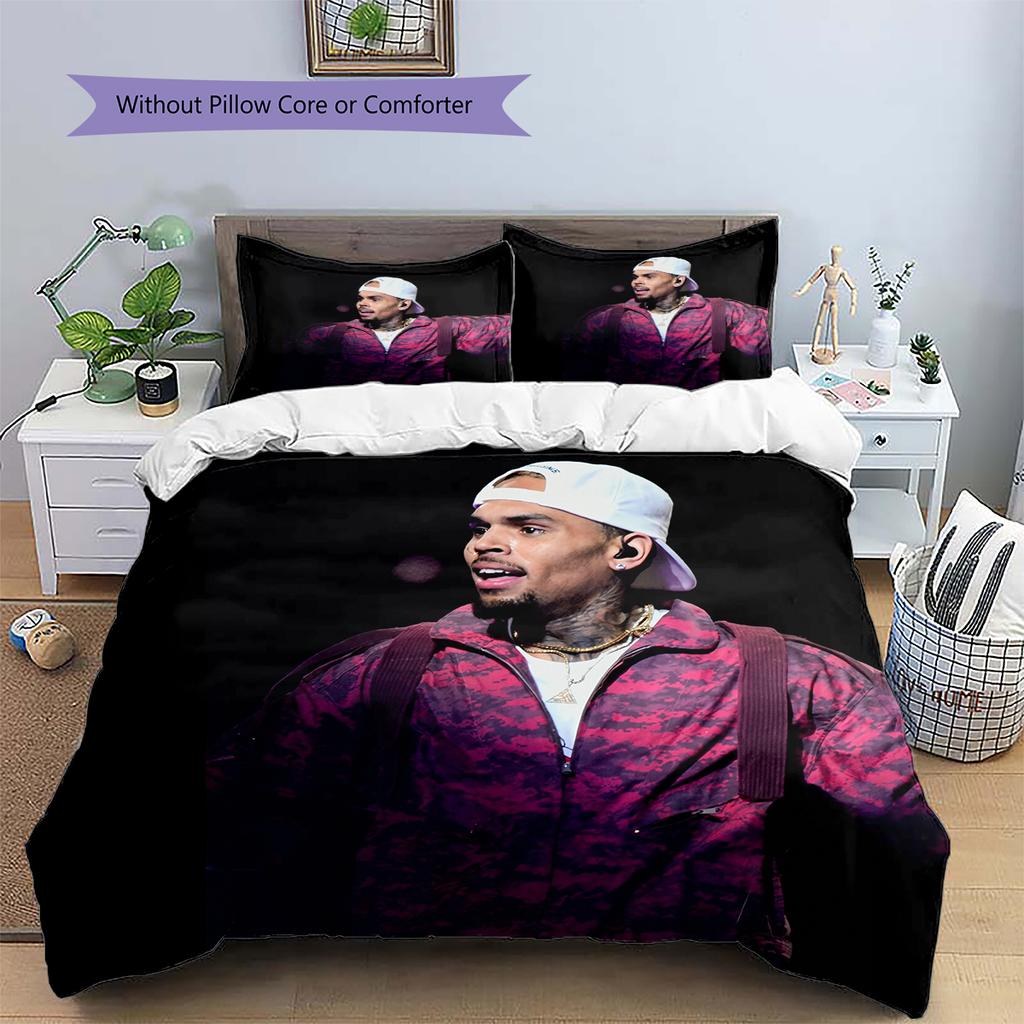 Chris Brown Pattern Bedding Home Decoration Birthday Gift (1 * duvet cover + 2 * pillowcase, without core)