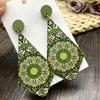 Vintage Palace Style Rhombus Wooden Earrings for Women Long Artistic Painted Earring Party Anniversary Jewelry