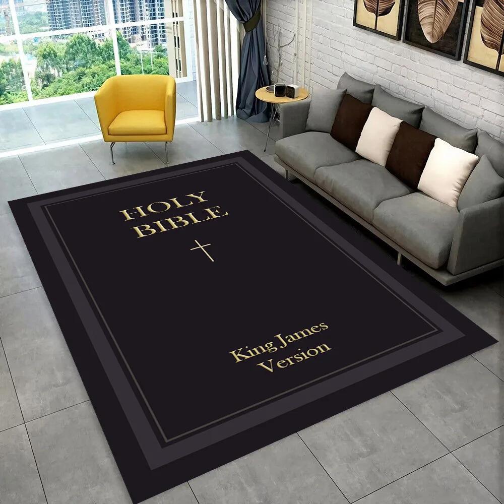 Holy Bible Cross Jesus Pray Area Rug,Carpet Rug for Home Living Room Bedroom Sofa Doormat Decor,kid Play Non-slip Floor Mat Gift