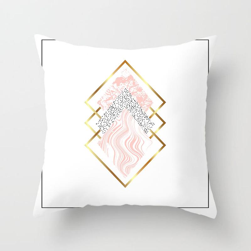Nordic Pink Marble Geometric Pillowcase Modern Home Sofa Pillow Cushion Cover Soft Decoration
