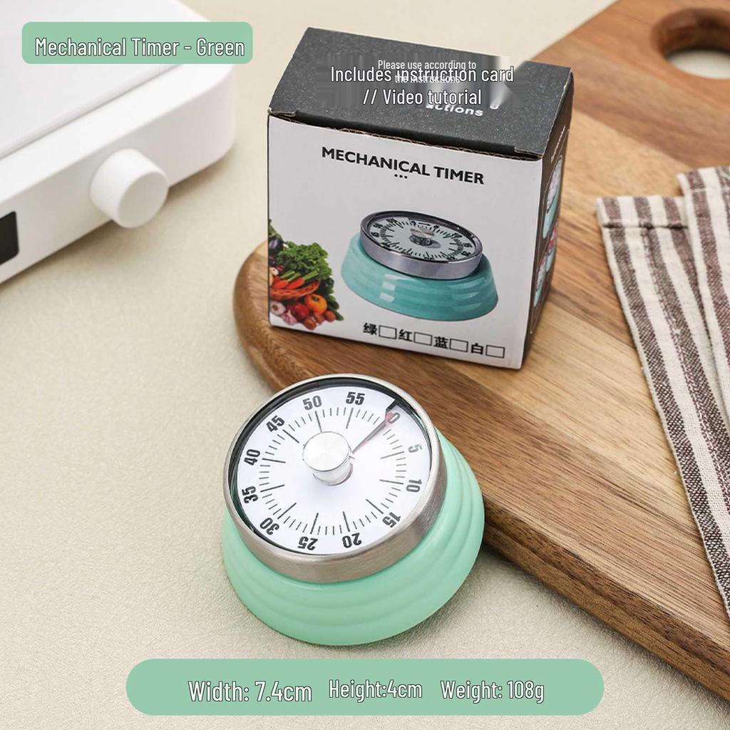 Magnetic Kitchen Timer with Alarm - Mechanical Cooking & Study Reminder