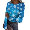 Women's Fashion Slim-Fit Round Neck Base Layer T-Shirt Christmas Print Long-Sleeved Top