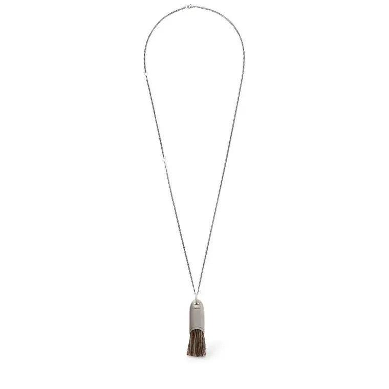 Korean Cha Jingyuan Style Tassel Necklace with Brush Pendant – Elegant, Niche Design, Long Chain for Sweaters
