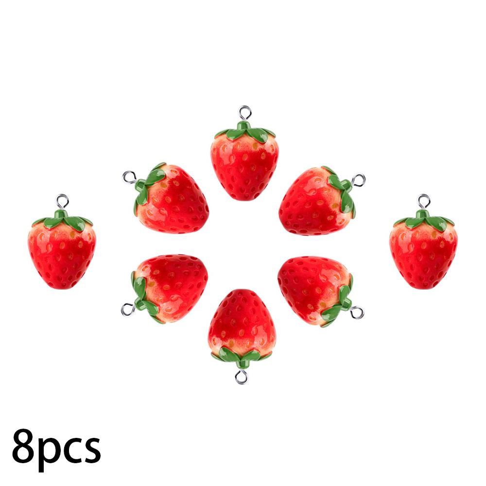 

3/5/8 шт. Красная клубника Подвеска Растительная серия смоляная подвеска, летний пляжный браслет-цепочка для ног серьги своими руками 8pcs красный