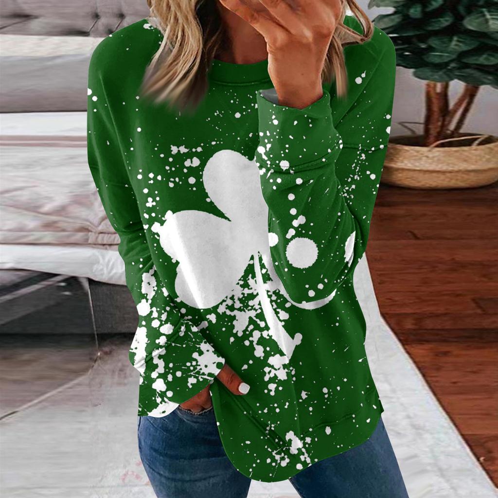 Damenmode Lässig Bedruckter Rundhals-Pullover Langarm-Oberteil