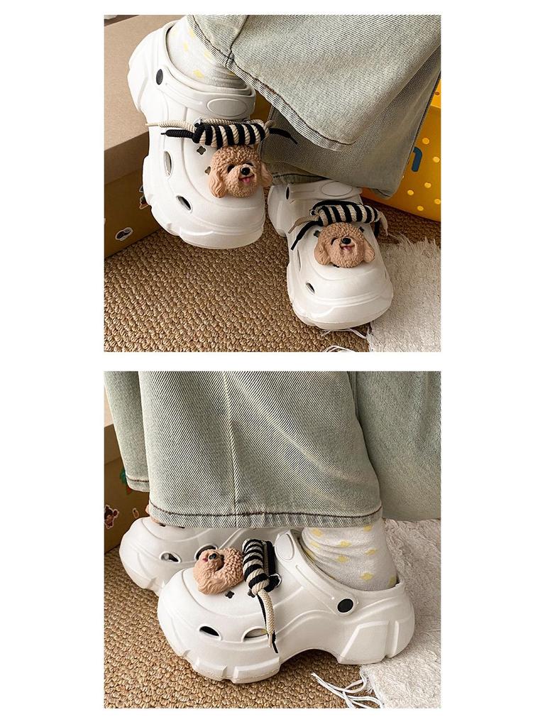 Adorable Kids' Non-Slip Puppy Clogs for Girls - 2025 Summer Beach Toe Slippers with Thick Soles