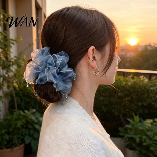 Broken Hair Fixer Tie Beads Decor Double Layer Mesh Women Organizer Rope Bun Half-Tied Hairstyles Ponytail Holder Accessory Soft