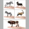 Animal Figurines Toys Preschool Educational Longhorn Bull Zebra Longhorn Antelope Grassland Animals Sets Cupcake Decor
