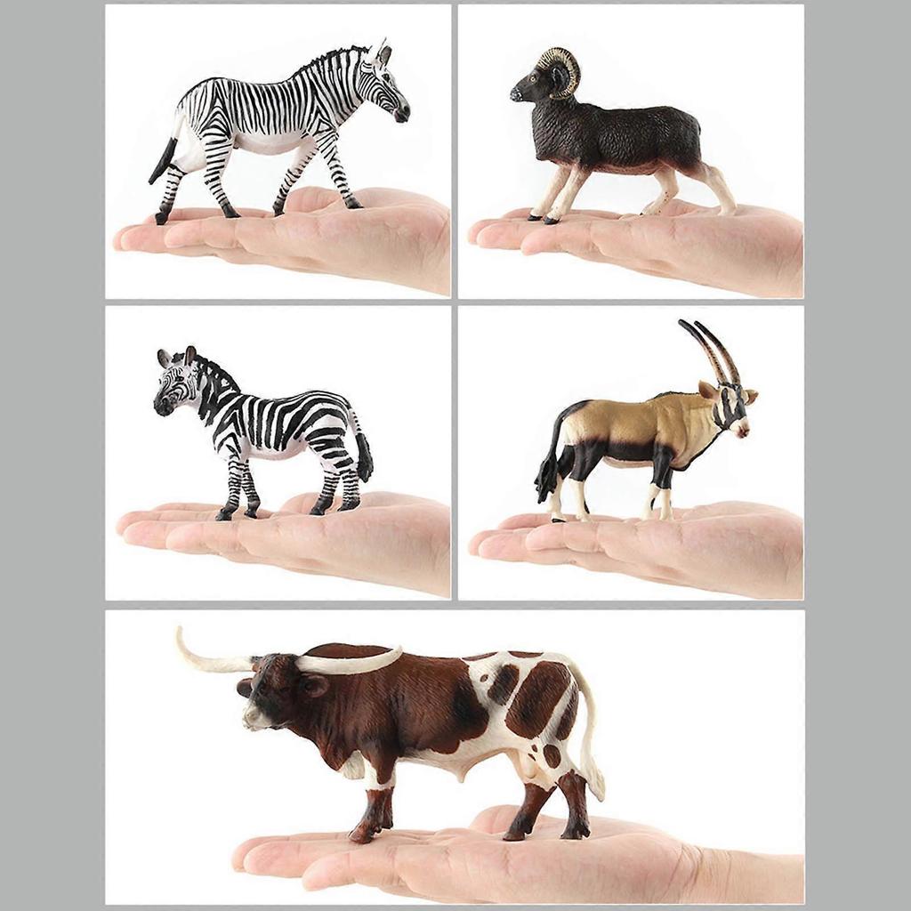 Animal Figurines Toys Preschool Educational Longhorn Bull Zebra Longhorn Antelope Grassland Animals Sets Cupcake Decor