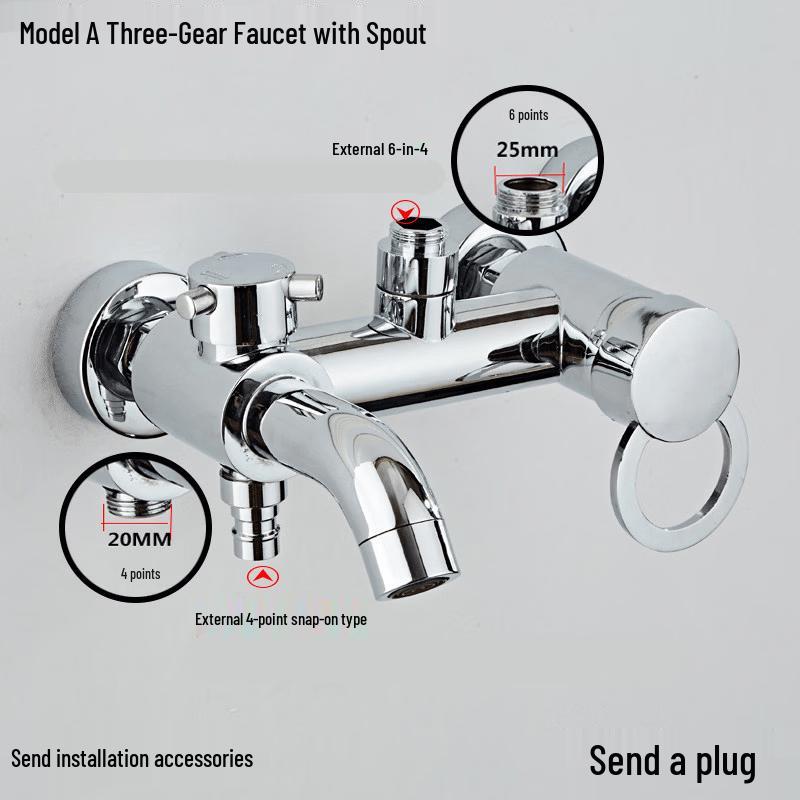 Wall-Mounted Copper Bathtub Faucet with Handheld Shower