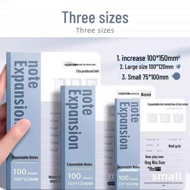 Expandable Sticky Notes Notebook with Adhesive Lined Pages for Students