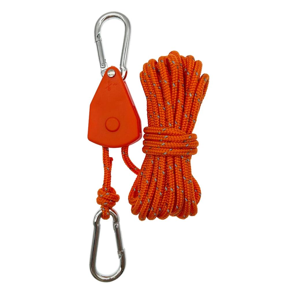 5M Pulley Adjuster Ratchet Kayak and Canoe Boat Bow Stern Rope Lock Outdoor Tie Down Strap 4mm Heavy Duty Adjustable Rope Hanger