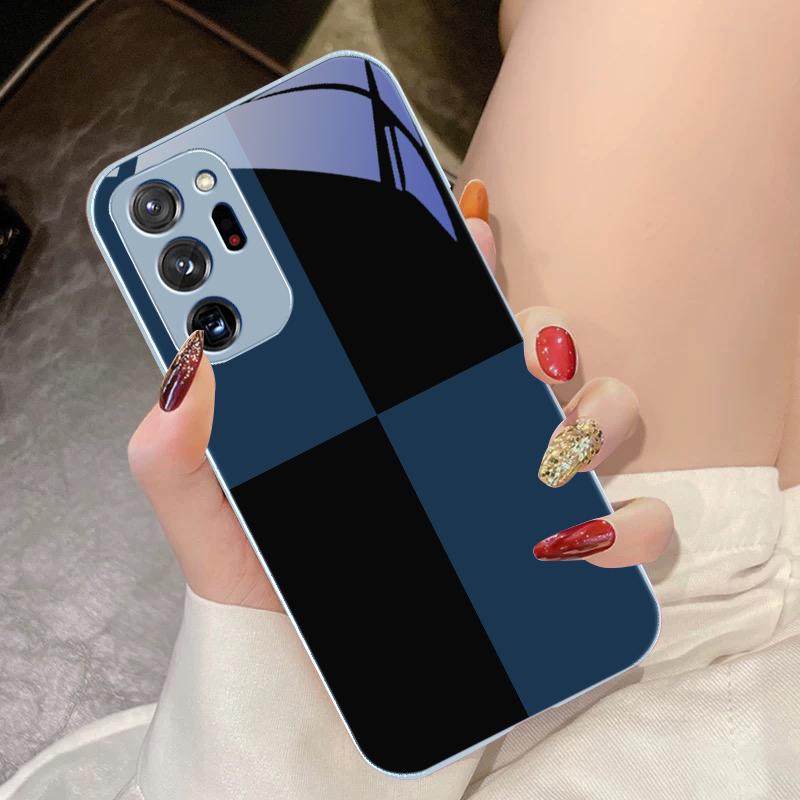 Black And White Grid For Samsung Galaxy Note 8 9 10 PRO 20 Ultra A01 02 03 Core 04E 4G 12 13 5G Tempering Glass Phone Case