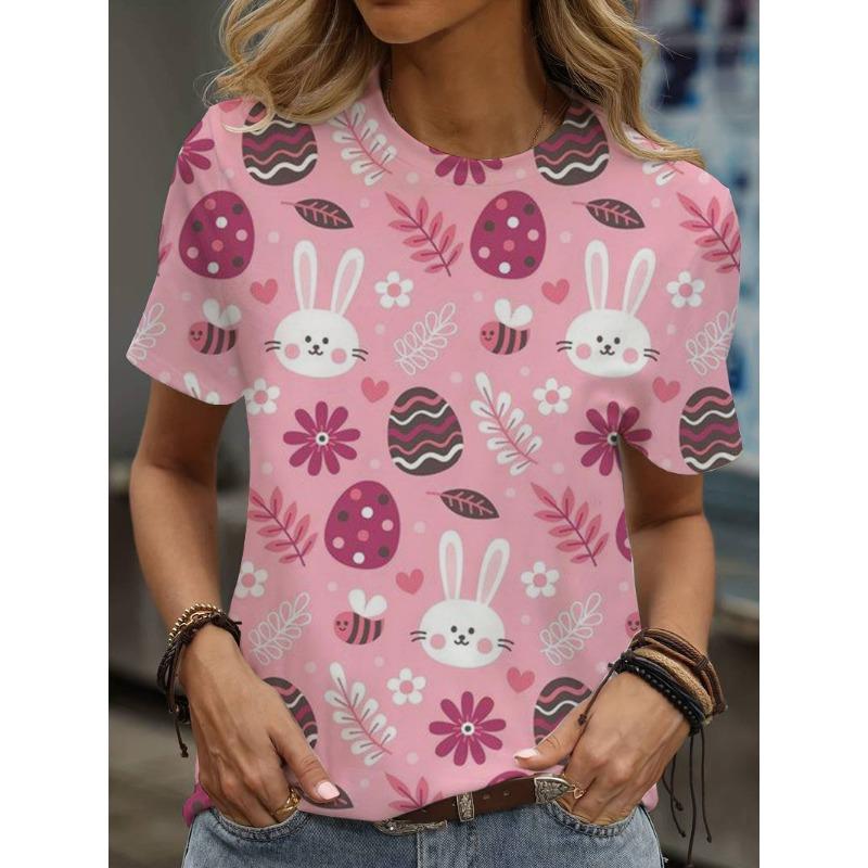 Summer Cartoon Print Oversized T-Shirt Loose  Tops For Women