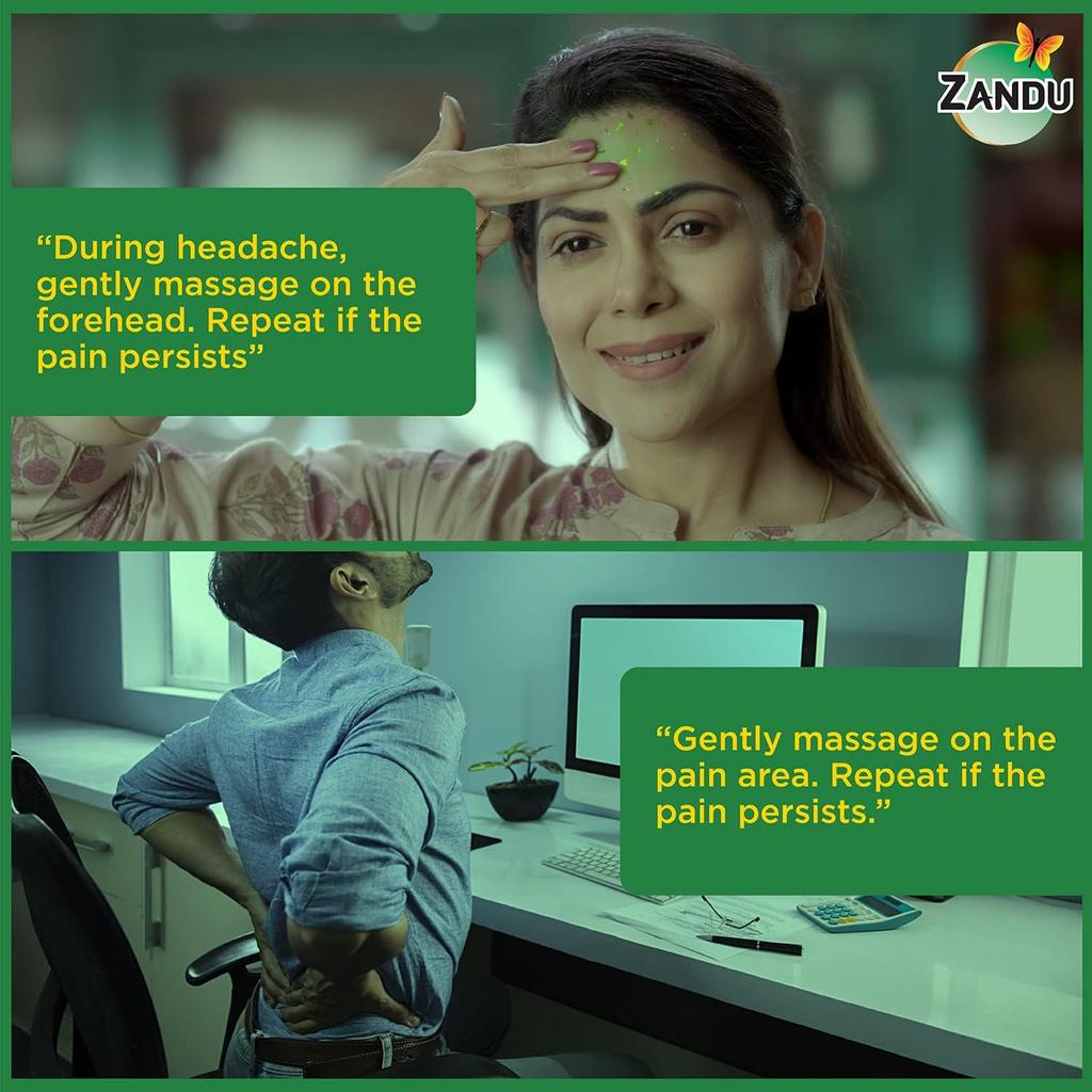Zandu Balm 50ml X Pack of 2 Pain Relief Balm for Headache, Body Ache, Muscle Pain and Cold Relief