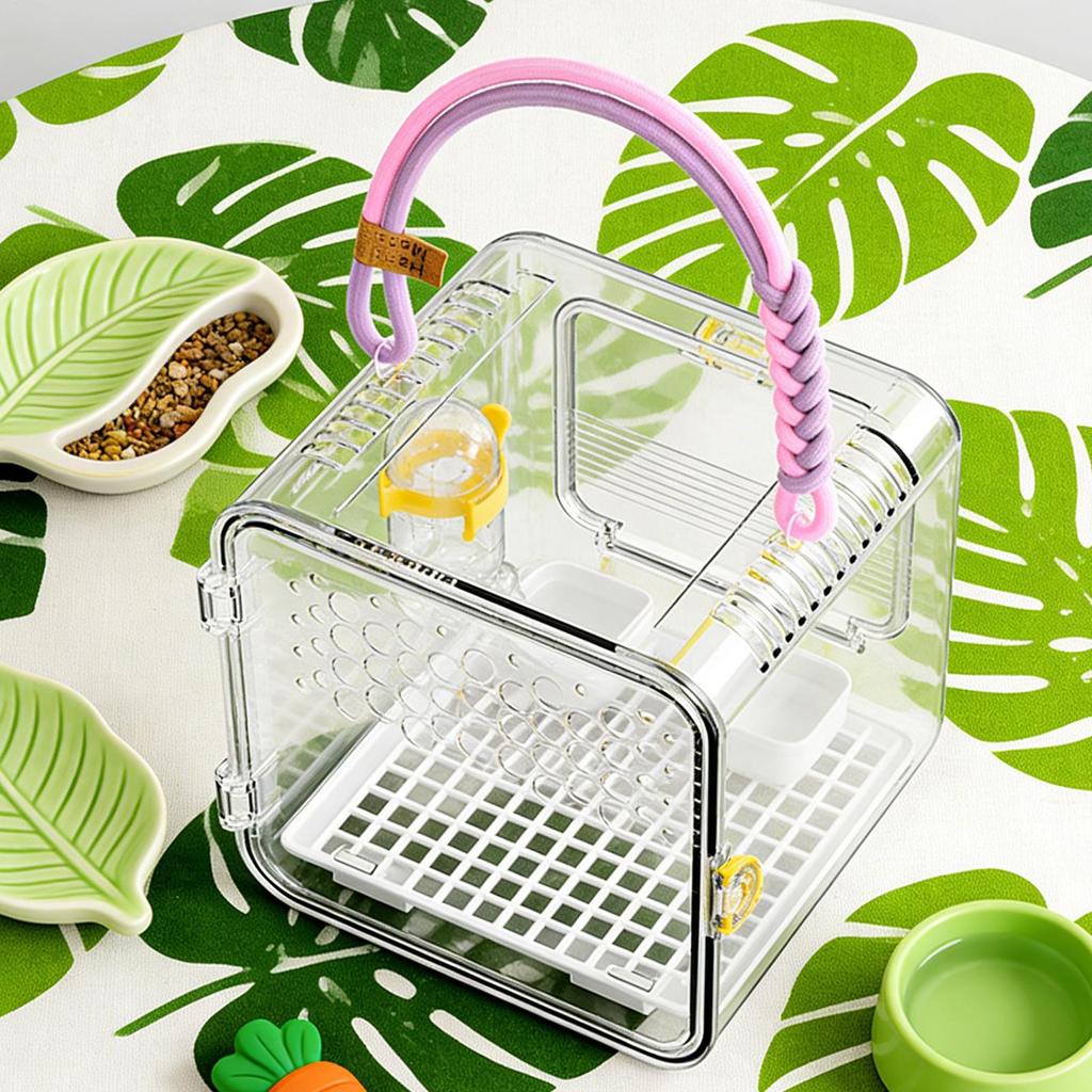 Bird Travel Carrier Transparent Portable Breathable Parrot Cage Flying Squirrel Carrier for Parakeets Conures Canaries Budgies