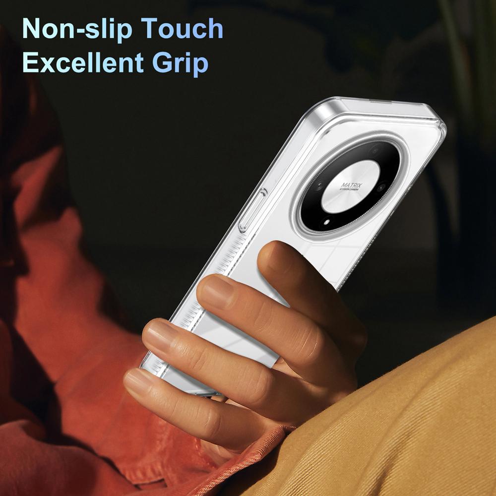 KEYSION Transparent Case for HONOR X9b 5G X9A 5G TPU+PC Anti-slip HD Clear Shockproof Phone Cover for Huawei Magic 5 6 Lite 5G