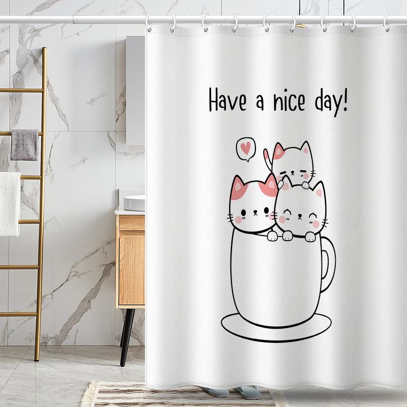 Bad Fortykket Vanntett Gardin Muggsikker dusjforheng Dusj Skillevegger Gardin Dusjgardin Baderomsgardin Fri perforering