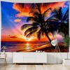 Beach landscape tapestry, coconut tree, sunrise, wall hanging poster, home wall decoration background cloth, living room bedroom