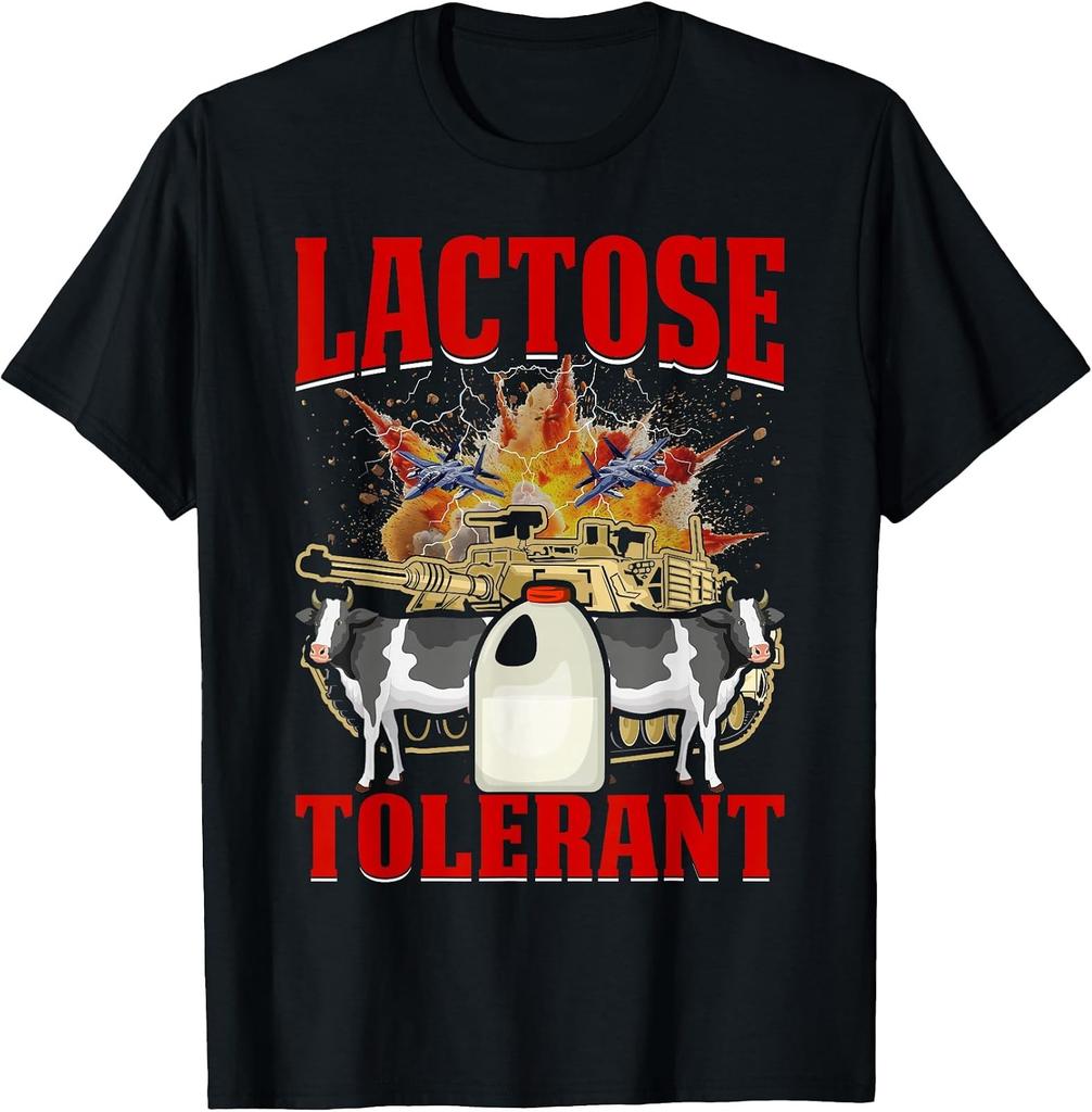 Humorous Lactose Tolerant Cow Milk Gym T-Shirt for Diet Enthusiasts