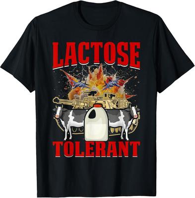 Humorous Lactose Tolerant Cow Milk Gym T-Shirt for Diet Enthusiasts