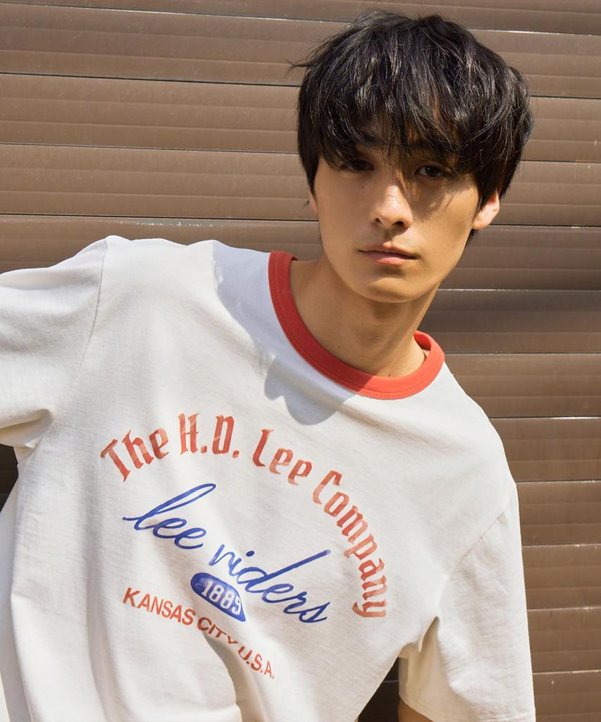 LEE Vintage Lettering Ringer Short Sleeve T-Shirt Ivory