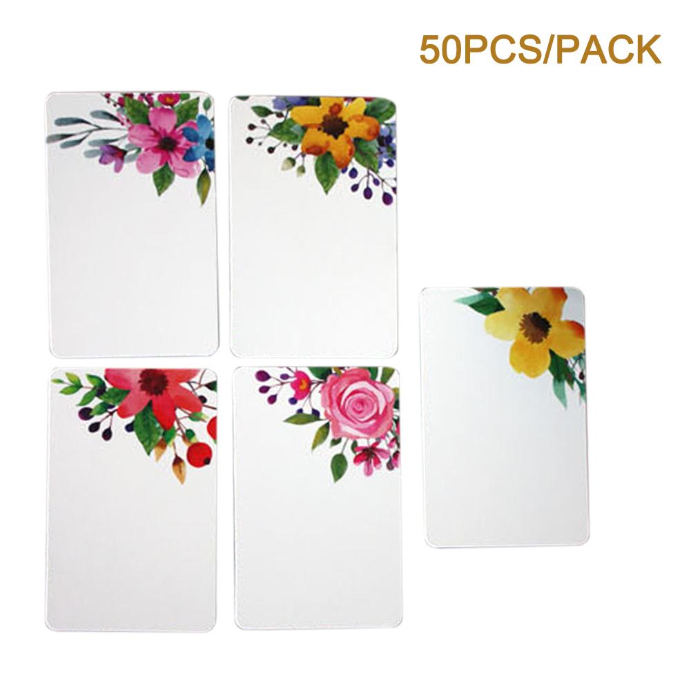 50pcs/pack Writing Flower Printed Square Blank DIY Greeting Scrapbook Paper Card