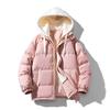 New trendy brand hooded jacket loose large size cotton-padded jacket thickened fake two-piece cotton-padded jacket