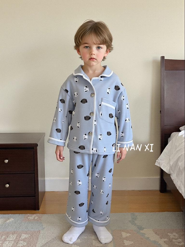 88233 Kids' Warm Fleece Pajama Set 2025 - Boys' Winter Homewear