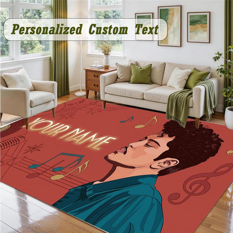 Crystal Velvet Square Rug Custom NameBruno Mars Pattern Non Slip Home Floor Decor Rug