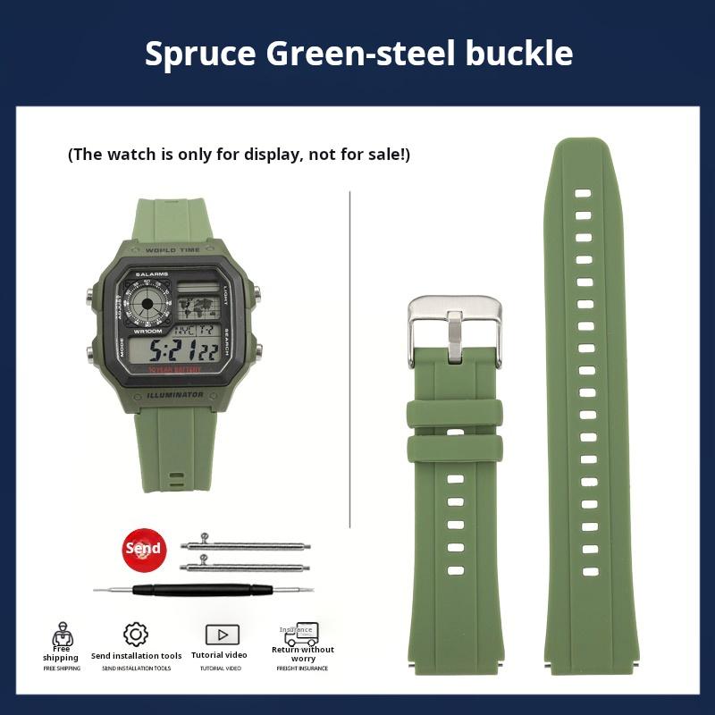 

5 colors AE 1200 Quick release watchband 18mm For Casio 3299 AE-1200 AE-1300 A158 A159 SGW-300/400 w218h silicone watch strap 18mm width