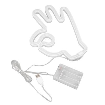 Hand Finger Neon Light OK Shaped LED Neon Sign Battery USB and Battery Powered Wall Decor Light for