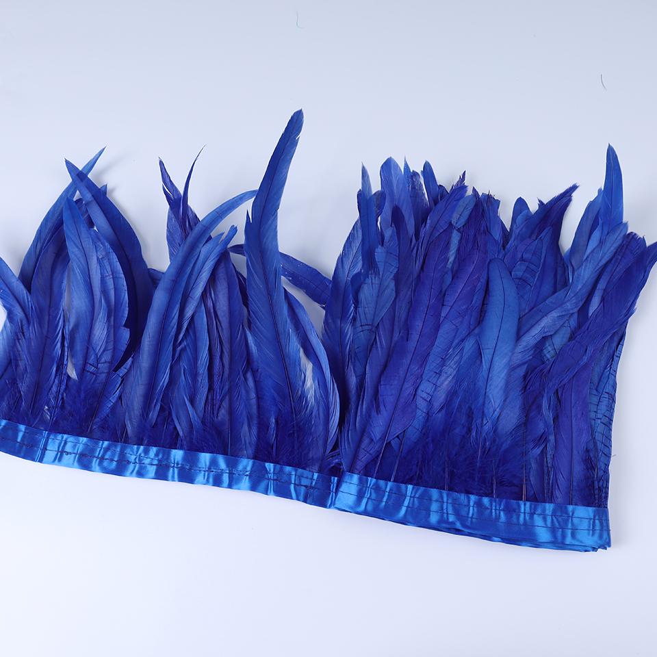 Rooster Feather Trims 2M Rooster Cock Tail Feather Fringes DIY Handicrafts for Clothes Ribbon Carnival Accessories